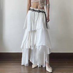Loose Solid Color Ruffle Skirt
