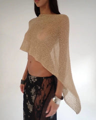 Gold Hollow Halter Knit Top