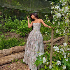 White Holiday Midi Floral Dress