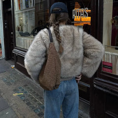 Short Fluffy Faux Fur Winter Coat