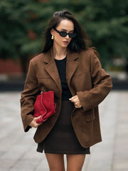 Retro Pocket Lapel Short Fall Coat