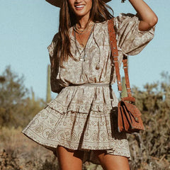 Long Sleeve Floral Cotton Rayon Autumn Boho Dress