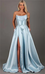 Satin Slit Corset White Vacation Dress