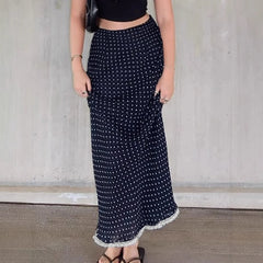 Mesh Polka Dot Lace Fishtail Skirt