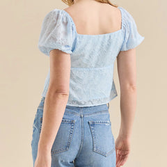 Cropped Jacquard Floral Blouse