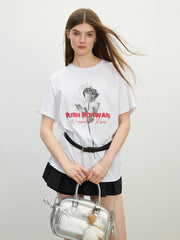 Rose Print Tencel Cooling T-shirt