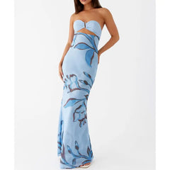 Hollow Out Bow Tube Strapless Vacation Dress
