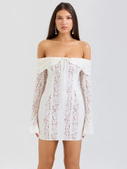 Lace Strapless Long Sleeve Bodycon Dress