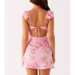 Sleeveless Ruffled Trim V Bodycon Dress