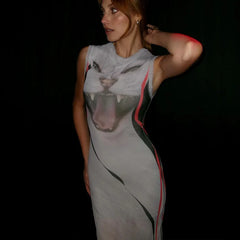 Animal Print O-neck Sheath Party Dress