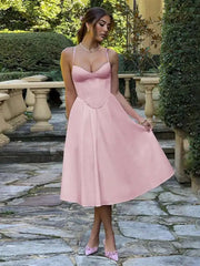 Strap Strap A-Line Party Midi Dress