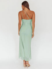 One Shoulder Draped Ruffle Bodycon Dress