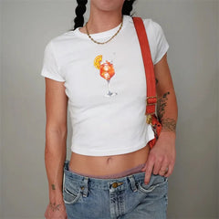 Shrimp Print Slim Fit Crop T-shirt