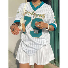 Jersey Stripe Loose Sports T-shirt