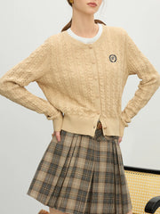 Hollow Round Neck Office Knit Cardigan