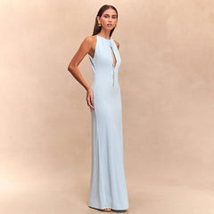 Hollow Lace Up Backless High-Waist Prom Dress