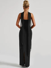 Strapless Scarf Backless Maxi Dress