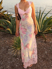 Ruffle V-Neck Mini Floral Dress