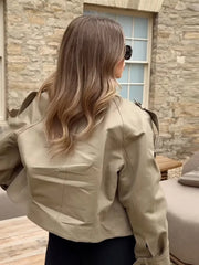 Khaki Short Thick Pocket Street Coat