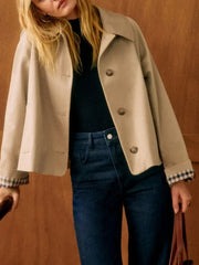 Plaid Turn-Down Trench Coat