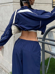 Colorblock Drawstring Wide Pant