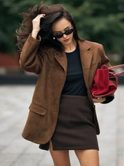 Retro Pocket Lapel Short Fall Coat