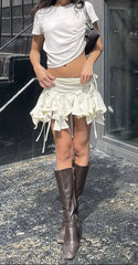 Gothic Drawstring Ruched Mini Skirt
