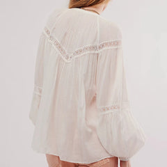 Floral Lace Lantern Sleeve Blouse