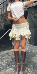 Gothic Drawstring Ruched Mini Skirt