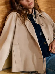 Plaid Turn-Down Trench Coat