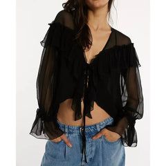 Y2K Flare Long Sleeve Blouse