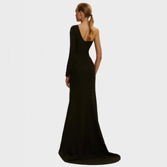 One Shoulder Applique Mermaid Simple Prom Dress