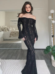 Lace Up Flared Sleeve Maxi Dress