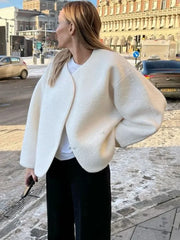 Elegant Scalloped Woolen Short Coat