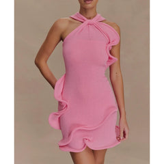 Lace Halter Neck Sleeveles Bodycon Dress