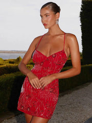 Sequins Spaghetti Sparkle Club Bodycon Dress