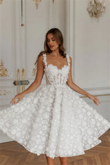 Lace V Neck Knee A-Line Vacation Dress