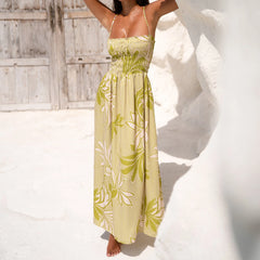 Smocked Floral Tie-back Cami Vacation Dress