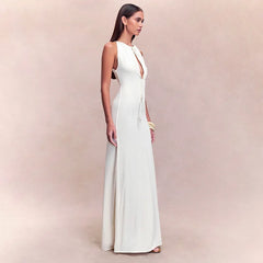 Hollow Lace Up Backless High-Waist Prom Dress
