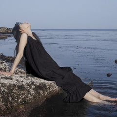 Linen Sleeveless Adjustable Strap Party Boho Dress