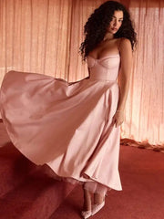 Mesh Strap A-Line Backless Midi Dress