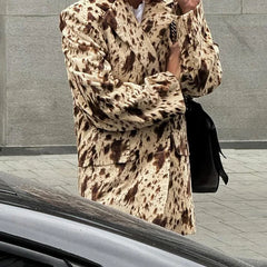 Belted Printed Lapel Blazer Coat