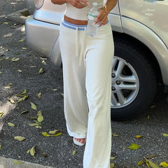 Contrast Knit Drawstring Pant