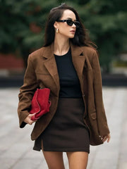 Retro Pocket Lapel Short Fall Coat
