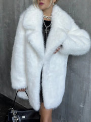 Mid-length Faux Fox Fur Lapel Coat
