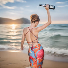 Beaded Contrast Floral Cami Vacation Dress