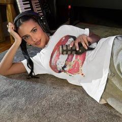 Lip Print Contrast Casual Street T-shirt