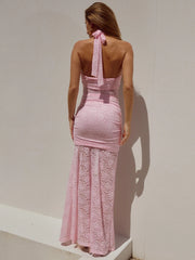 Lace Draped Patchwork Club Bodycon Dress