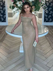 Sequin Strap Bodycon Midi Dress