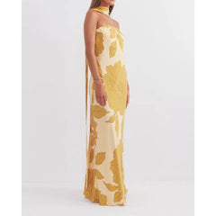 Strapless Floral Slim Tube Vacation Dress